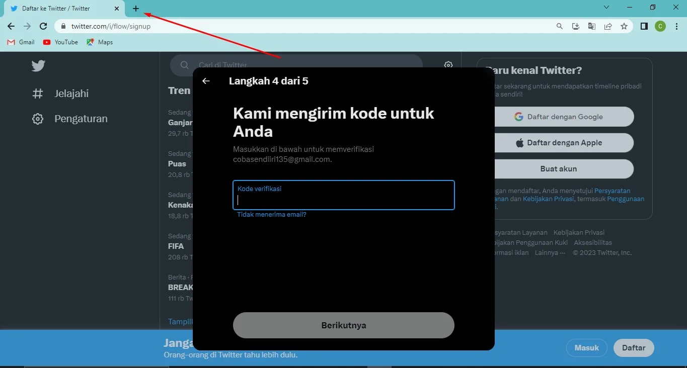 Cara Daftar Twitter Tanpa Nomor HP