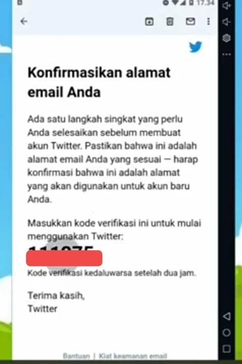 Klik pesan dari Twitter