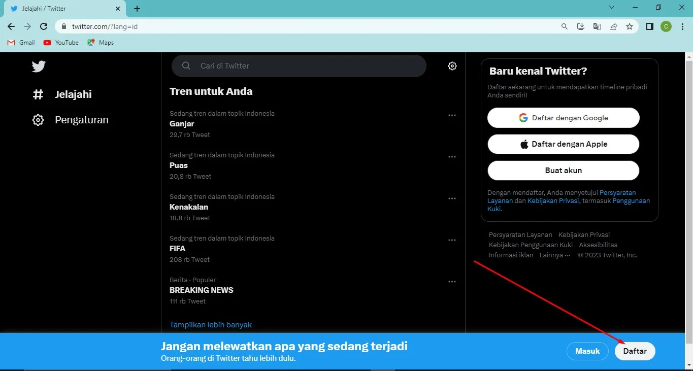 Cara Daftar Twitter Tanpa Nomor HP