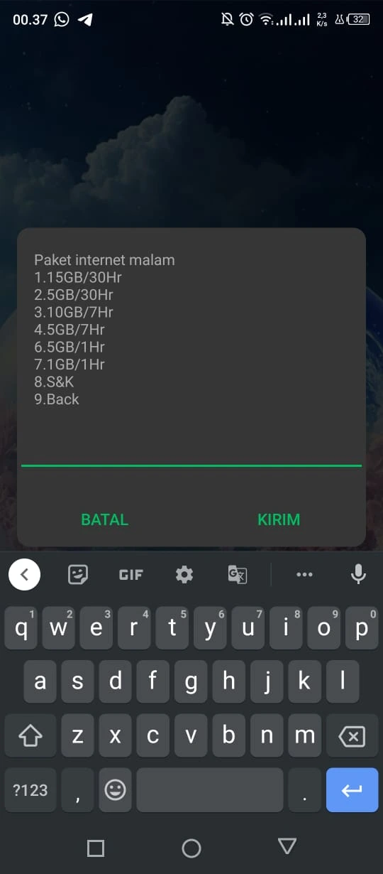 paket internet malam