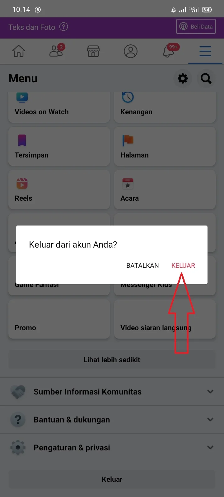 Cara Keluar dari Akun Facebook