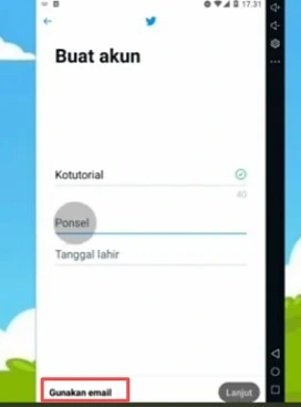 Pilih Gunakan Email