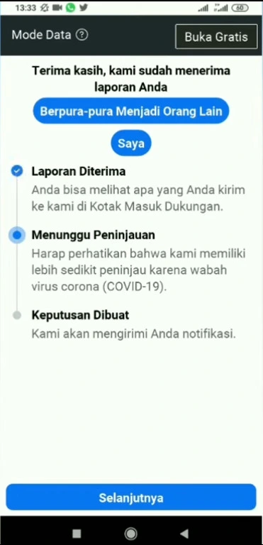 laporkan profil paling bawah