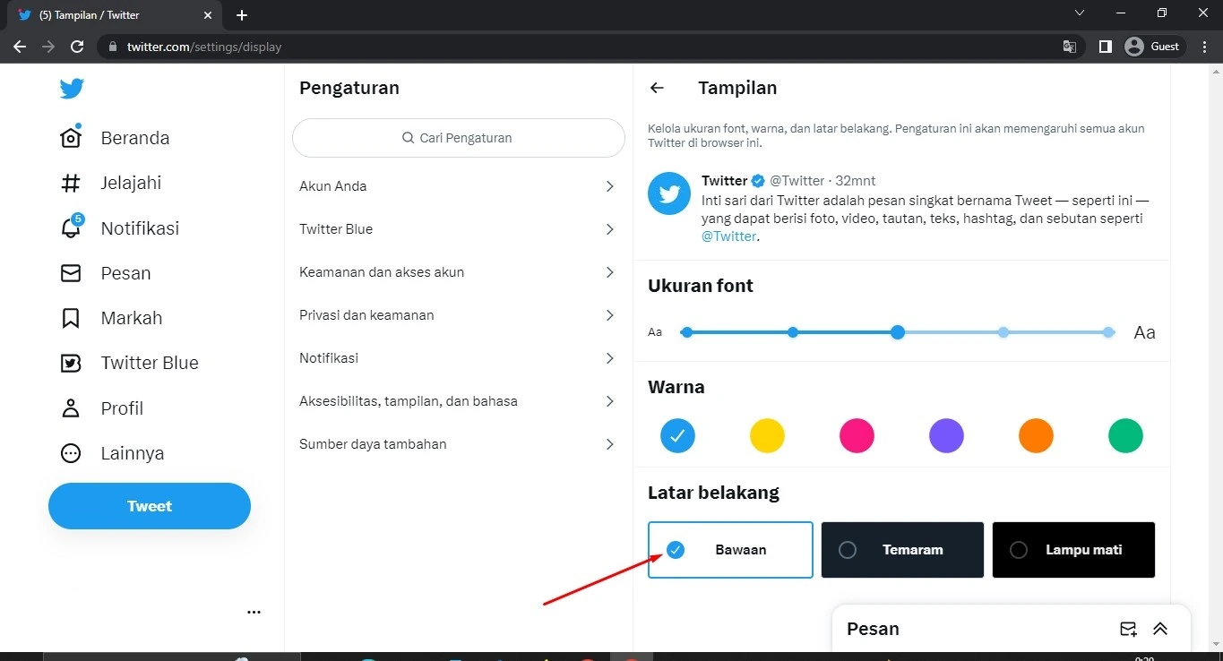 Cara Mengubah Tema Twitter