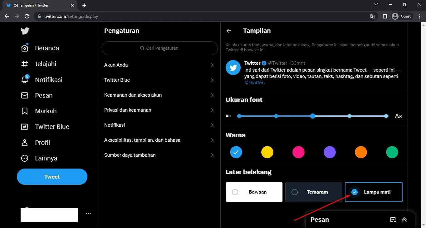 Cara Mengubah Tema Twitter
