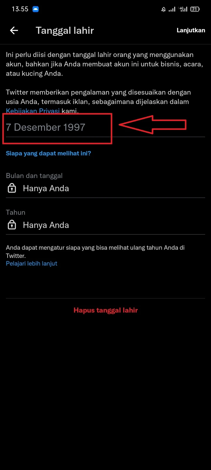 Cara Mengubah Tanggal Lahir di Twitter