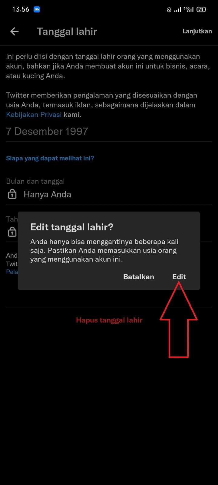 Cara Mengubah Tanggal Lahir di Twitter