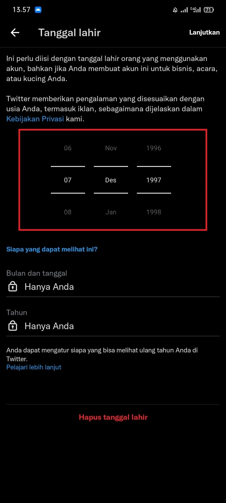 Cara Mengubah Tanggal Lahir di Twitter