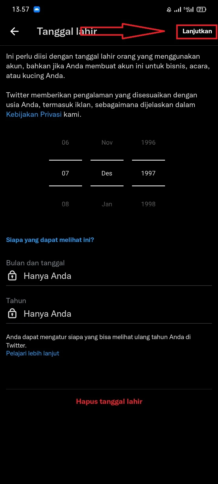 Cara Mengubah Tanggal Lahir di Twitter