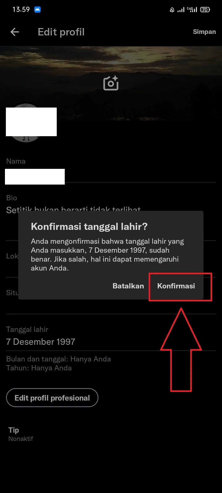 Cara Mengubah Tanggal Lahir di Twitter