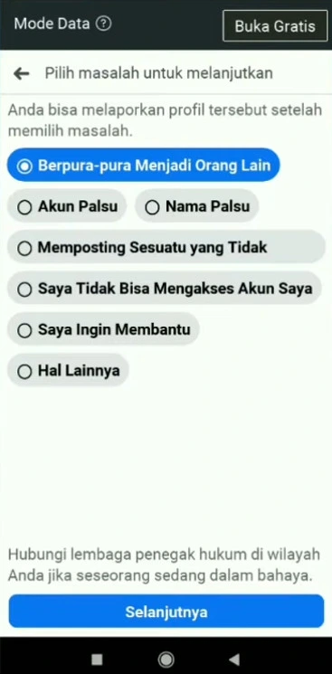 klik opsi berpura pura jadi orang lain