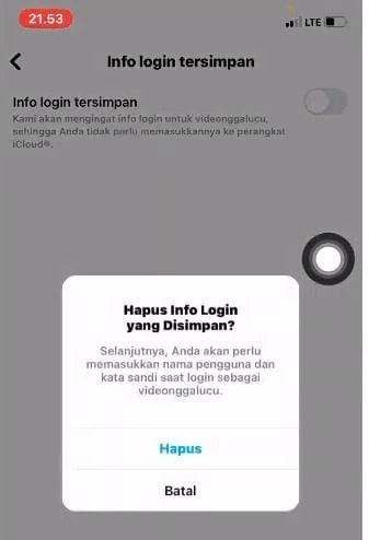 Menghapus Info Login