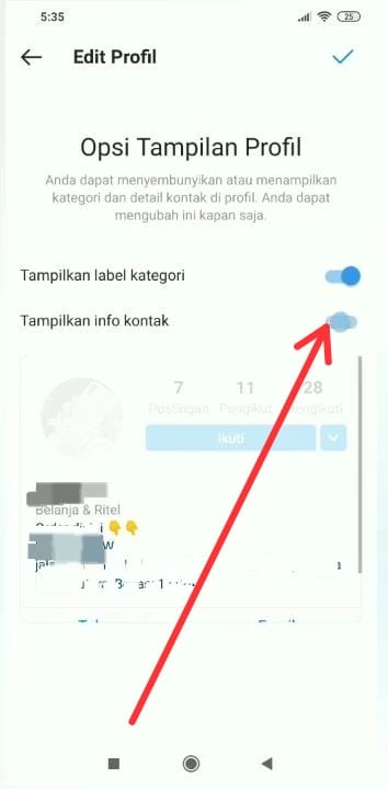 tampilkan info kontak