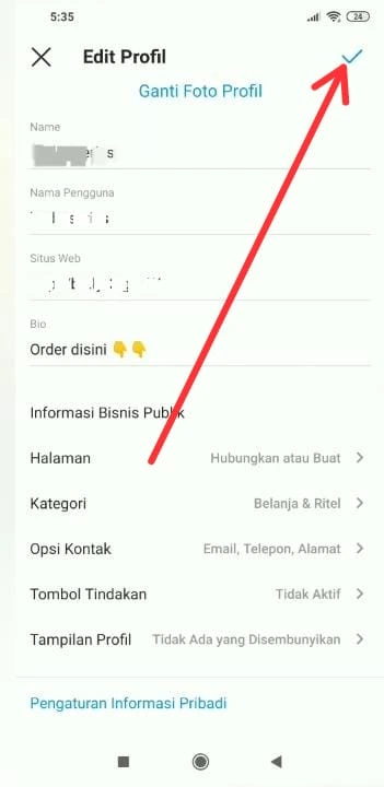 halaman informasi profil