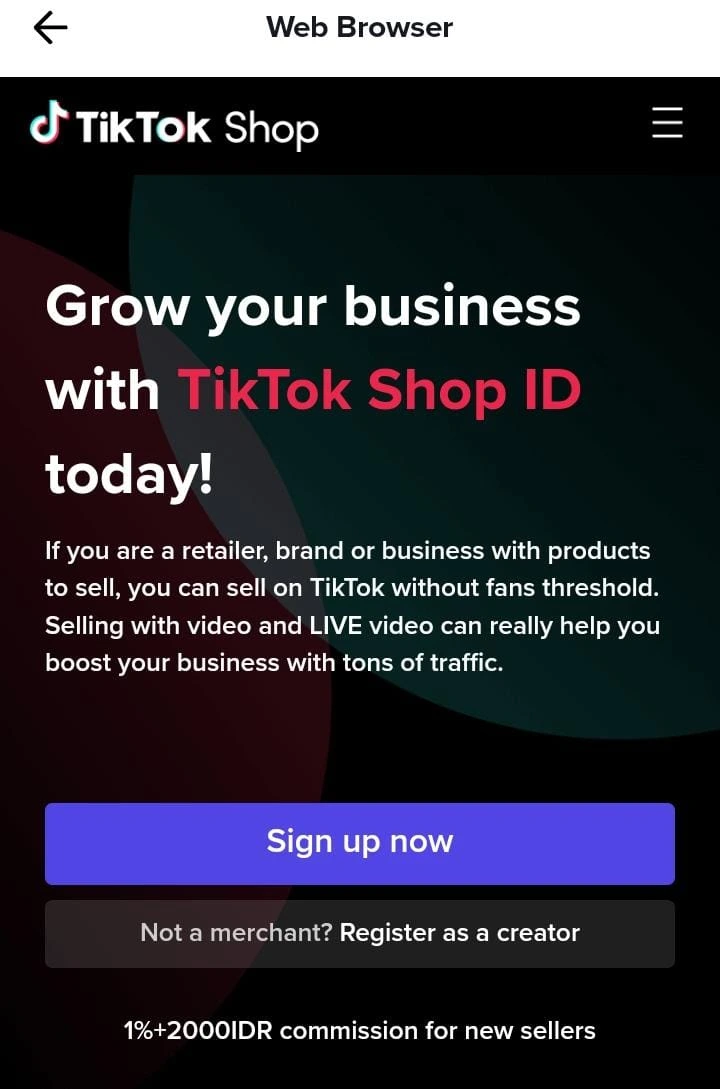 Sign Up TikTok Shop