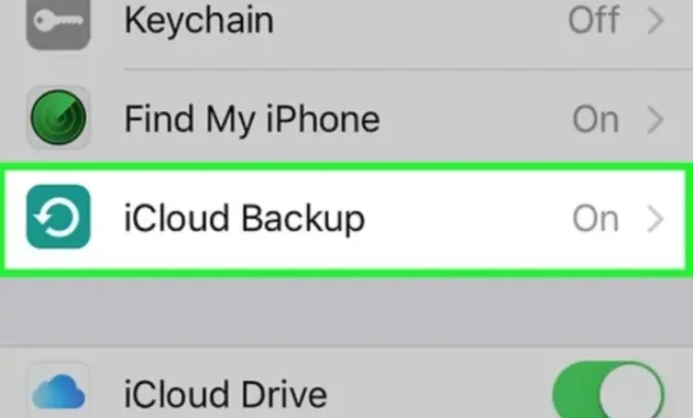 iCloud Backup ke posisi aktif