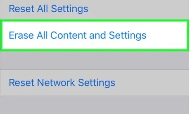 Erase All Content and Settings