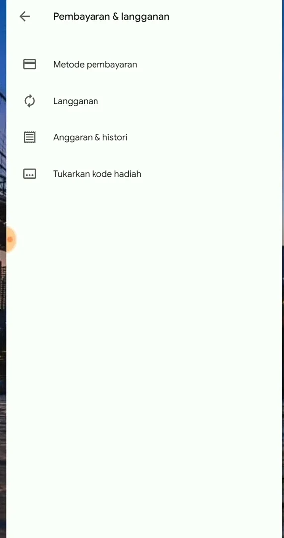 menu metode pembayaran