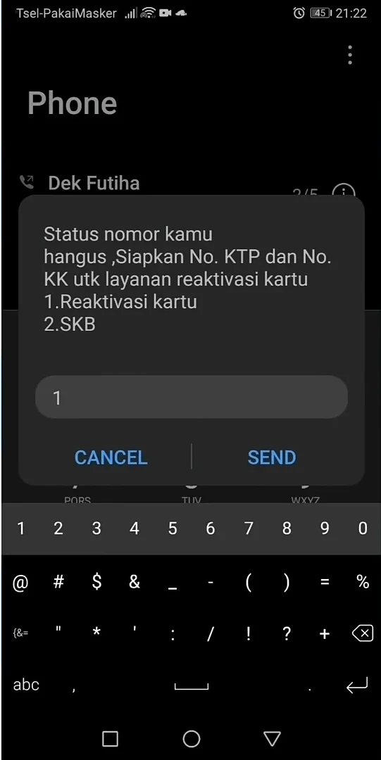 opsi 1 untuk reaktvasi