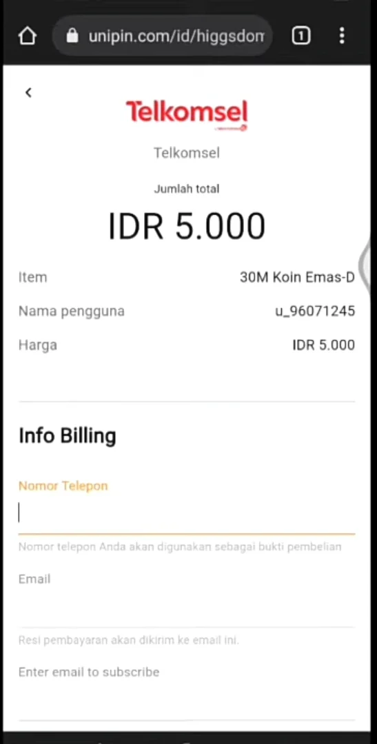 ketik nomor telepon