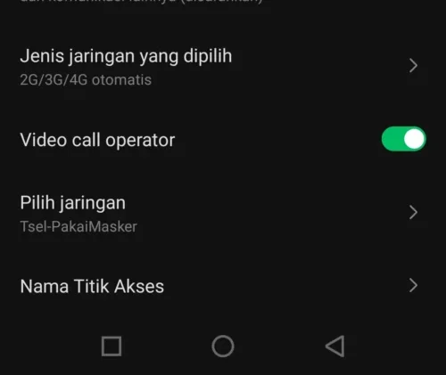 jenis jaringan yang dipilih