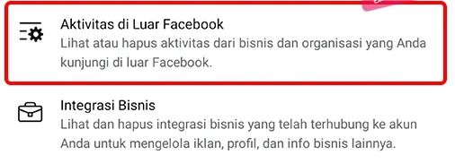 aktivitas di luar Facebook