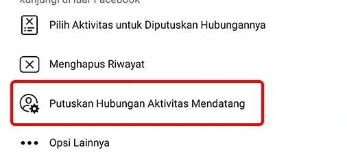 putuskan hubungan aktivitas mendatang