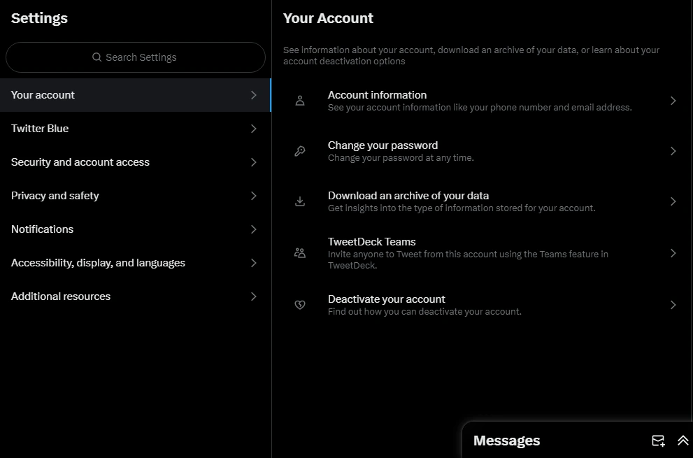 Your account and account information.