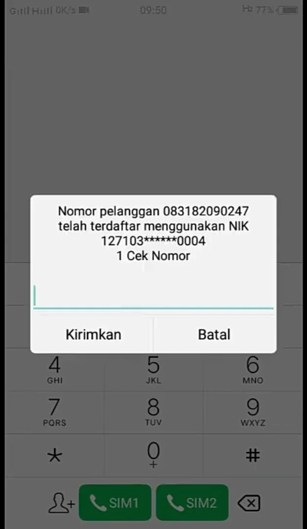 muncul jika nomor Anda saat ini