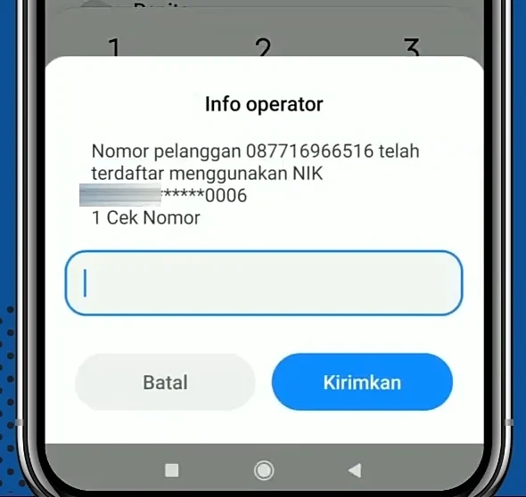 muncul nomor telpon beserta NIK