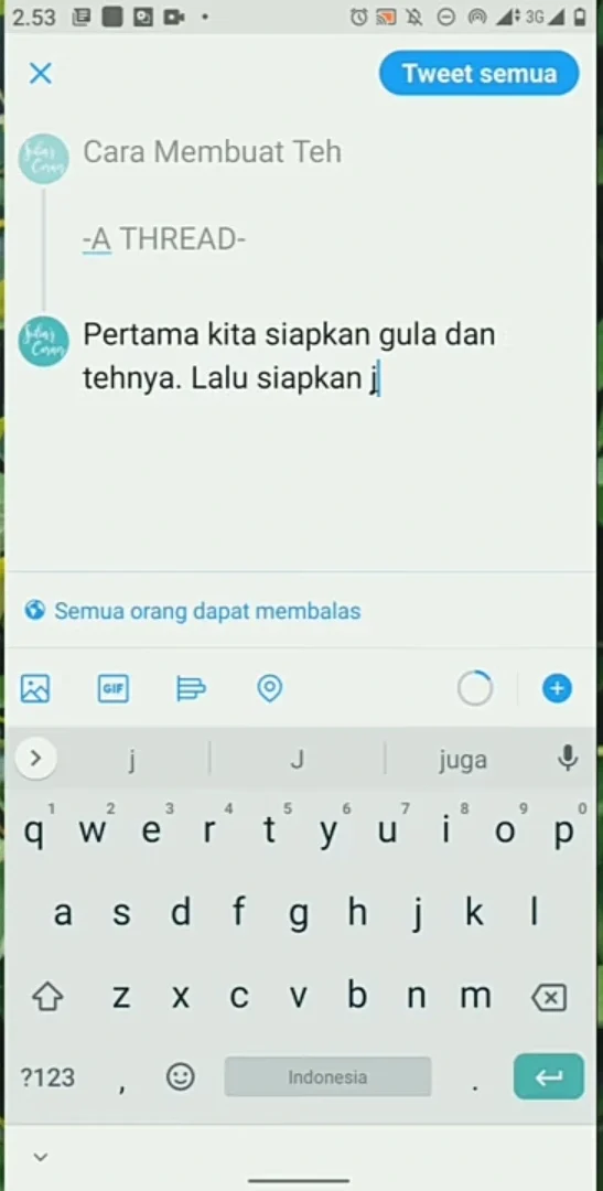 beberapa informasi pada tweet baru