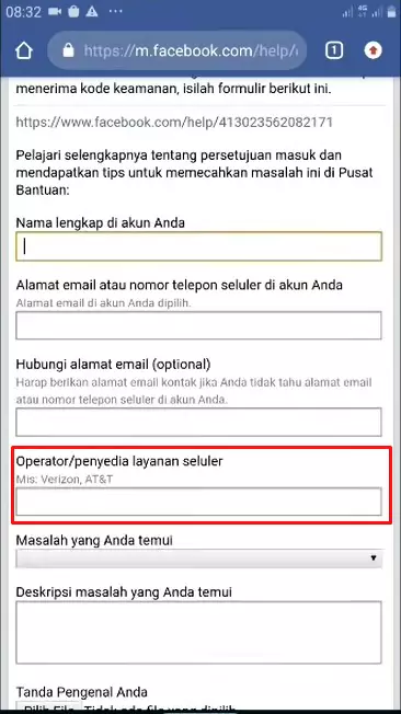 Cara Meminta Kode Konfirmasi Facebook Tetapi Nomor Sudah Tidak Aktif