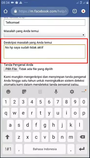 Cara Meminta Kode Konfirmasi Facebook Tetapi Nomor Sudah Tidak Aktif