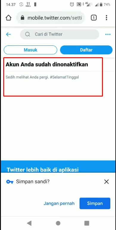 Cara Menonaktifkan Twitter 