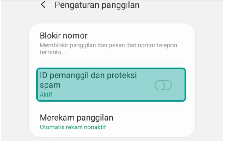 ID pemanggil dan proteksi spam