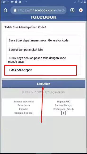 Cara Meminta Kode Konfirmasi Facebook Tetapi Nomor Sudah Tidak Aktif