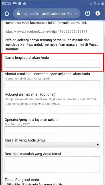 Cara Meminta Kode Konfirmasi Facebook Tetapi Nomor Sudah Tidak Aktif