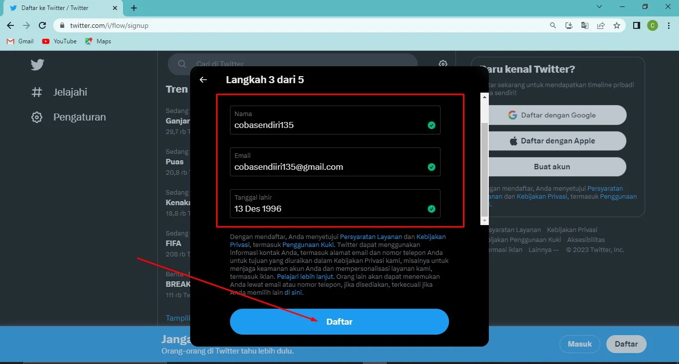 Tidak Bisa Daftar Twitter