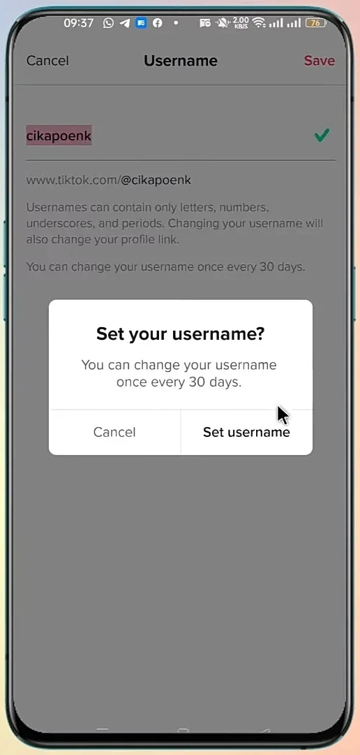 set username