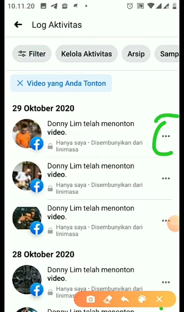 klik 3 titik samping kanan video