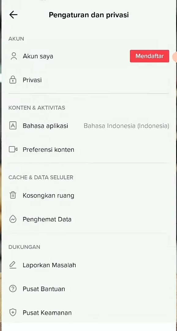 ke pengaturan dan privasi