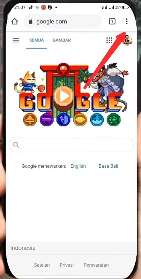 klik titik tiga pada Google