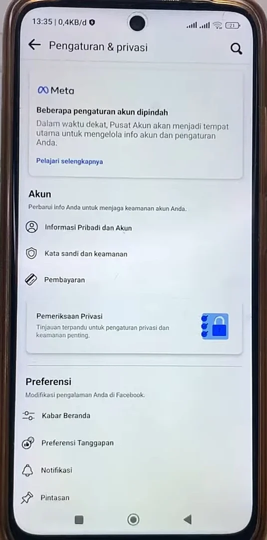 banyak sekali menu muncul