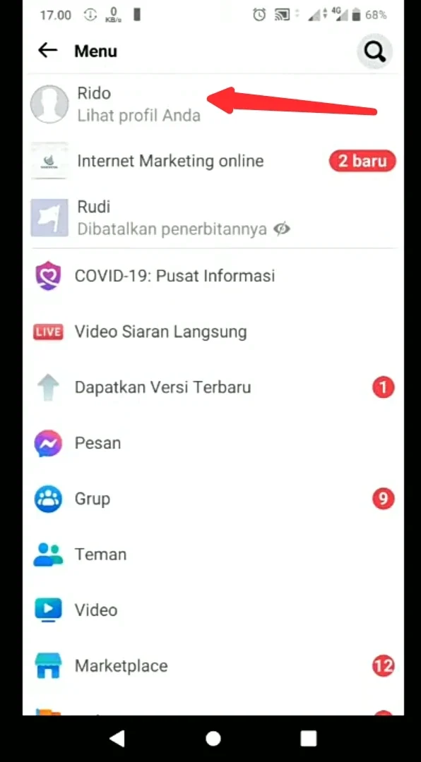 ketuk bagian profil