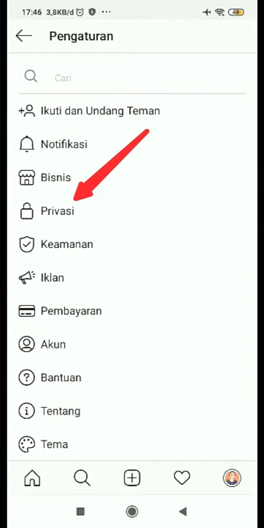 menu privasi