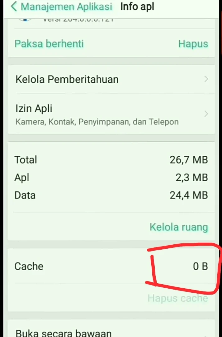 cache akan kembali ke nol