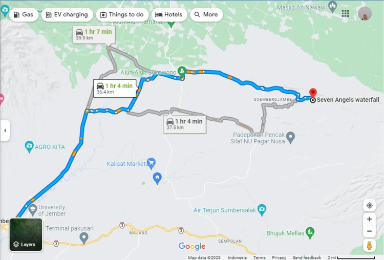 Rute Menuju Air Terjun 7 Bidadari