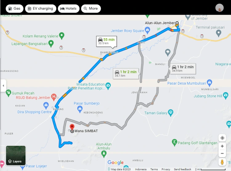 Rute Menuju Tempat Wisata Simbat