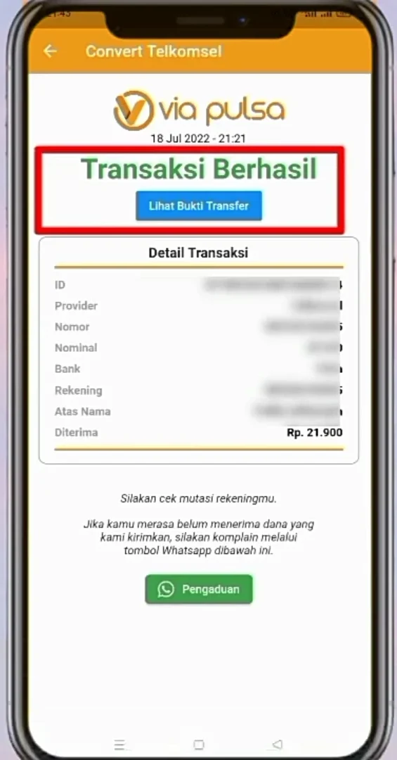 transaksi berhasil