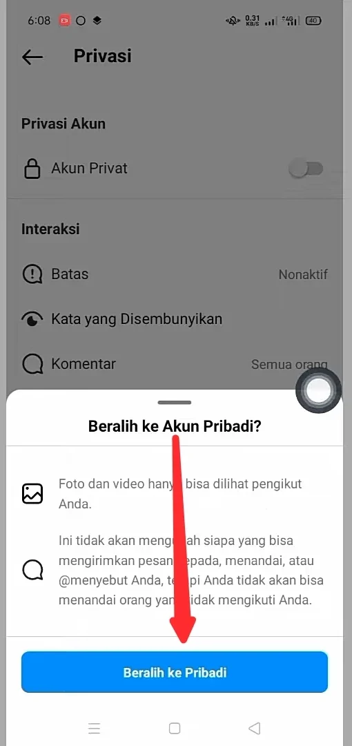 beralih ke pribadi